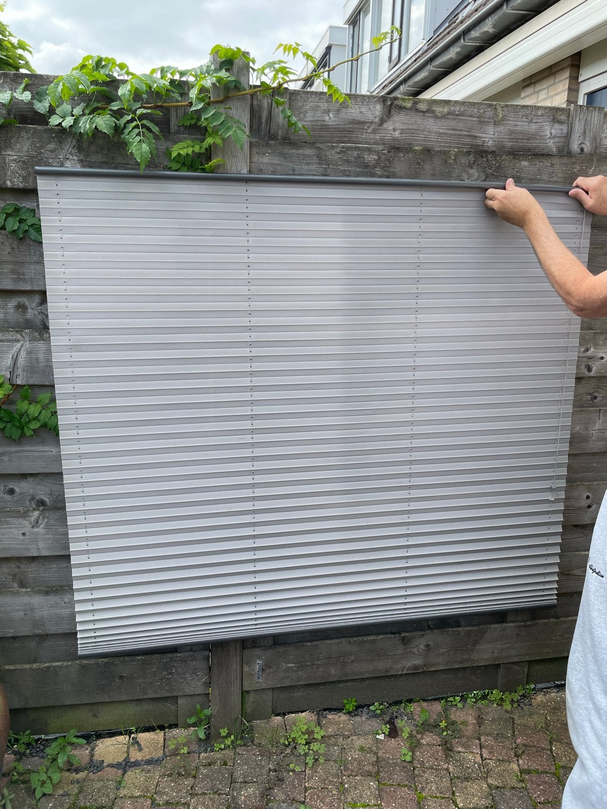 Plisségordijn grijs/taupe  - 138x-120 cm -, Ophalen, 120 cm, Gebruikt, 138 cm