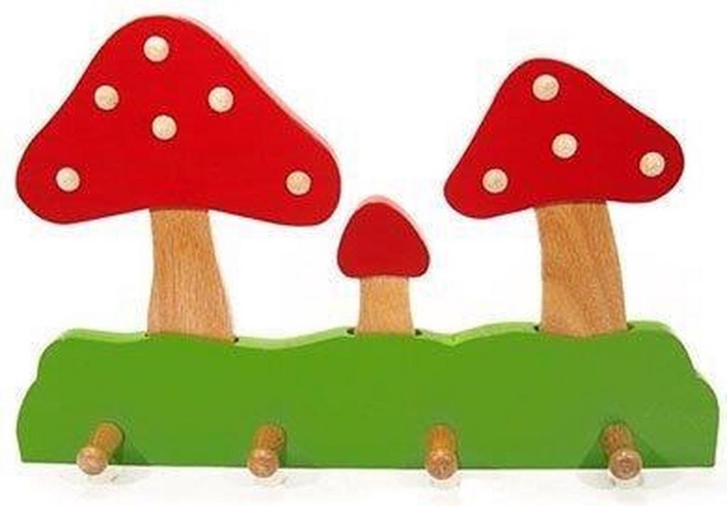 Leuke houten kinder kapstok met paddestoelen, Huis en Inrichting, Woonaccessoires | Kapstokken, Zo goed als nieuw, Kinderkapstok