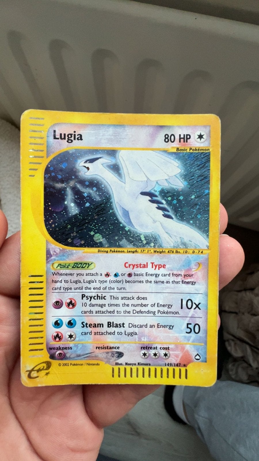 Lugia Aquapolis Crystal Holo 149/147, Hobby en Vrije tijd, Verzamelkaartspellen | Pokémon, Ophalen of Verzenden, Gebruikt, Losse kaart