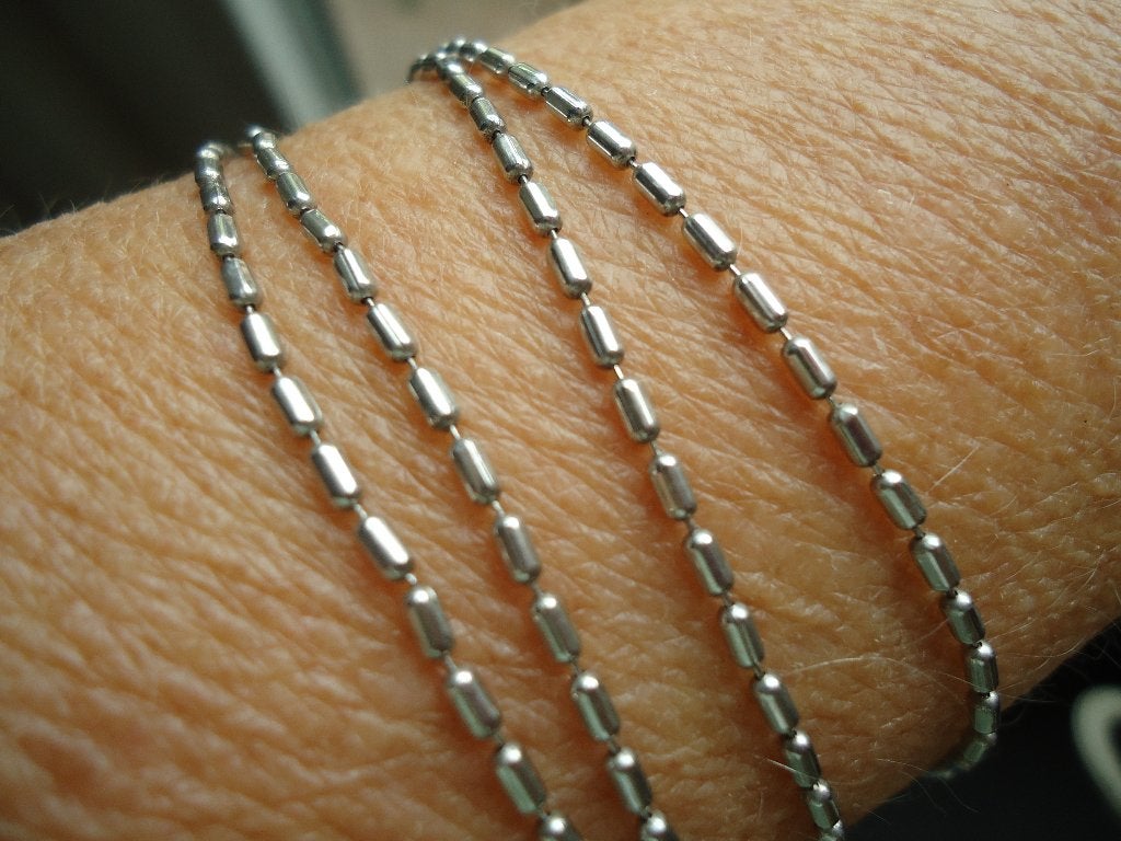 echt zilveren dubbel fossil kettinkje rijstkorreltje 42,5 cm, Ophalen of Verzenden, Zo goed als nieuw, Zilver, Zilver
