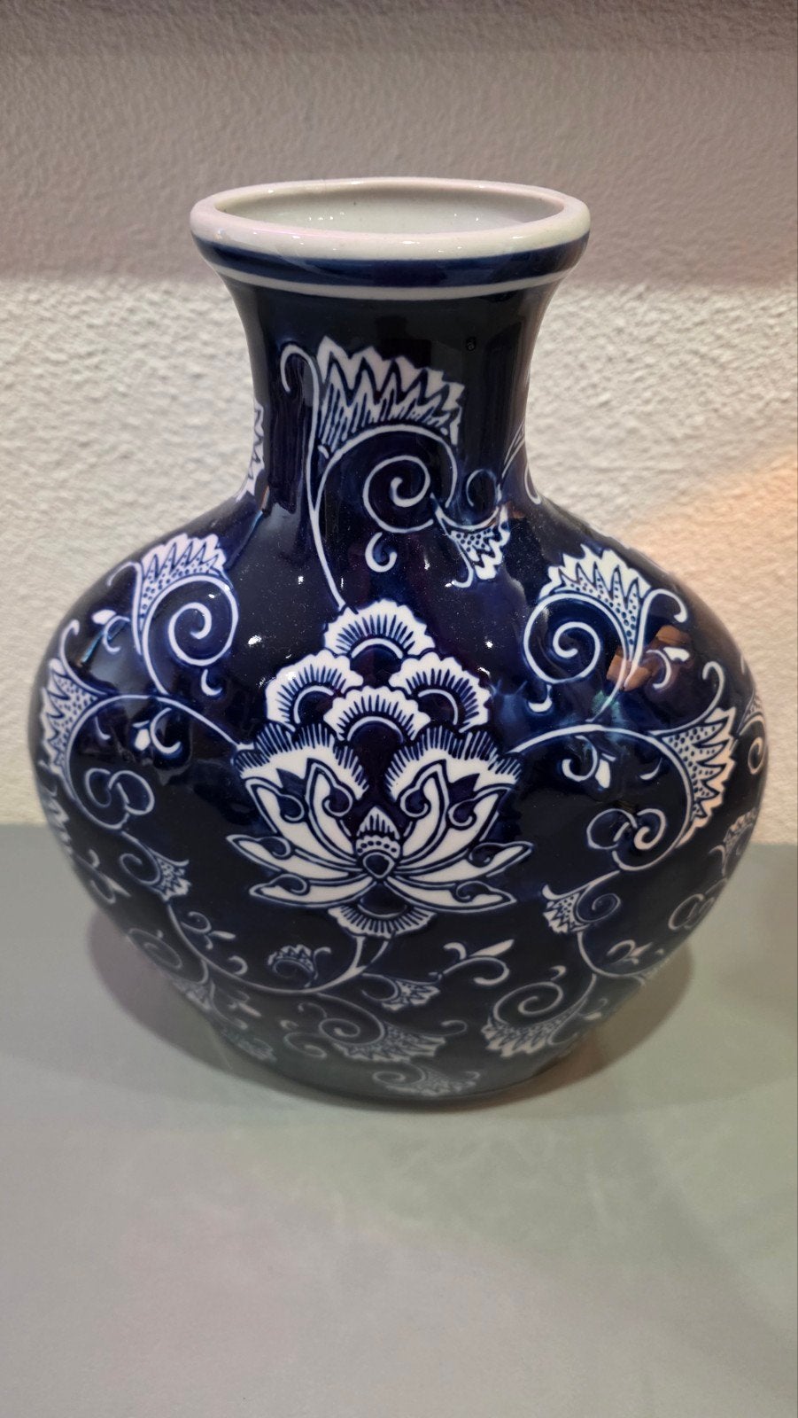 Intratuin Vaas Blauw-Wit Keramiek met Bloemmotief, Ophalen of Verzenden