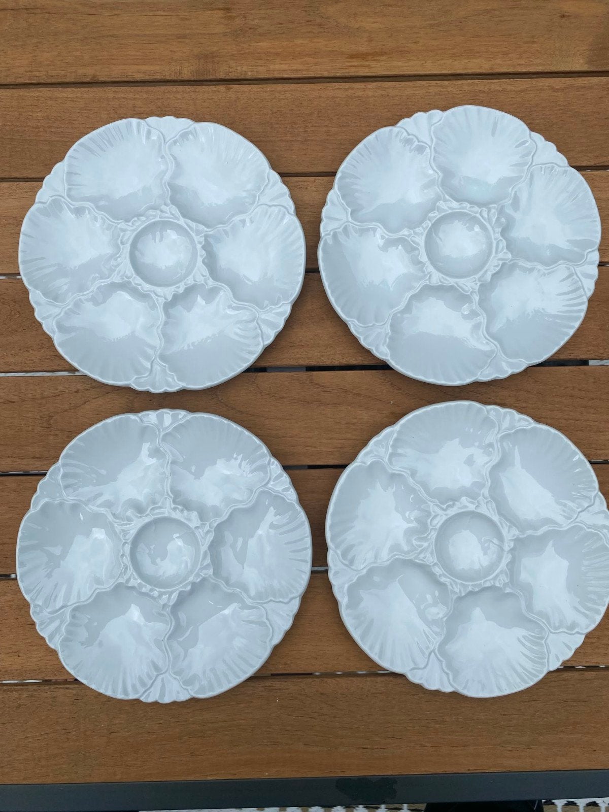 4 Oesterborden La Porcelaine de Baudour (ca. 1950), Ophalen of Verzenden