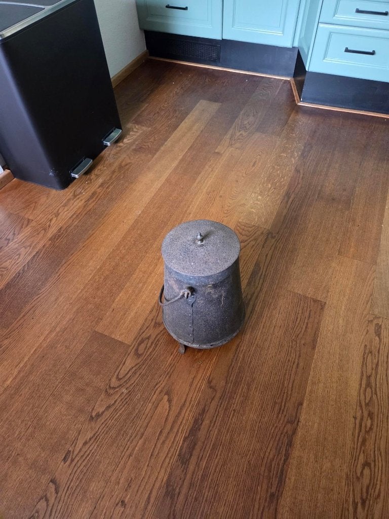 Brocante Doofpot - kolenkit metaal, Ophalen