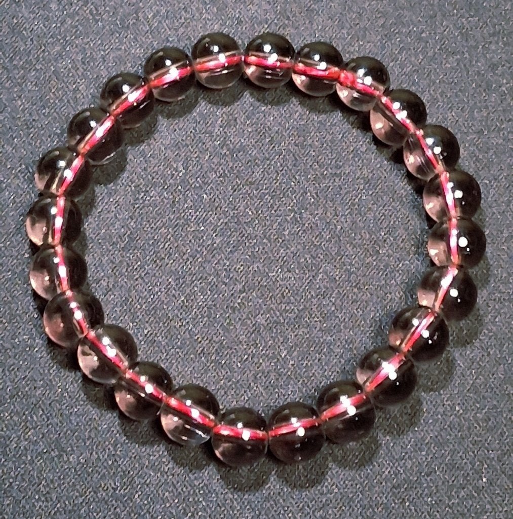 armband grijze glazen kralen roze elastiek, Overige materialen, Overige kleuren, Nieuw, Ophalen of Verzenden