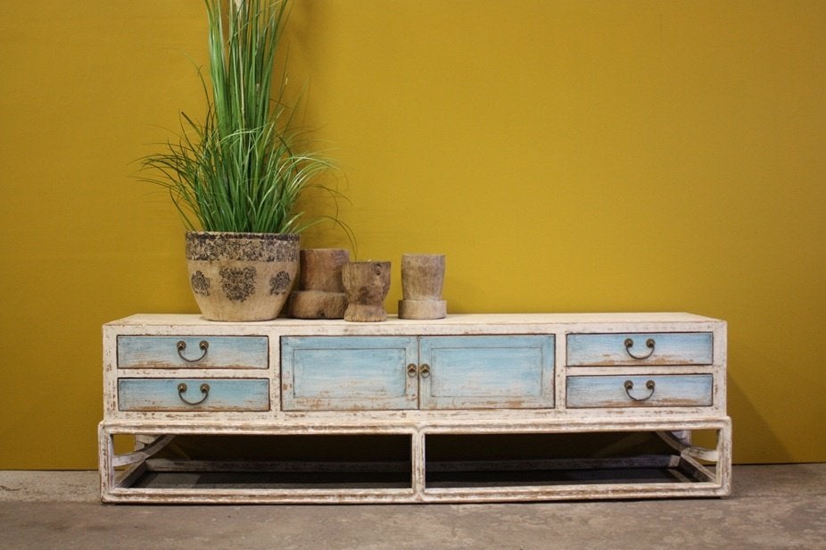 Stoer Uniek Oud Houten Dressoir Retro Meubel Landelijk Kast, Ophalen of Verzenden, Nieuw, Uniek Stoer Kleurrijk Vintage Look Bohemian Landelijk Design