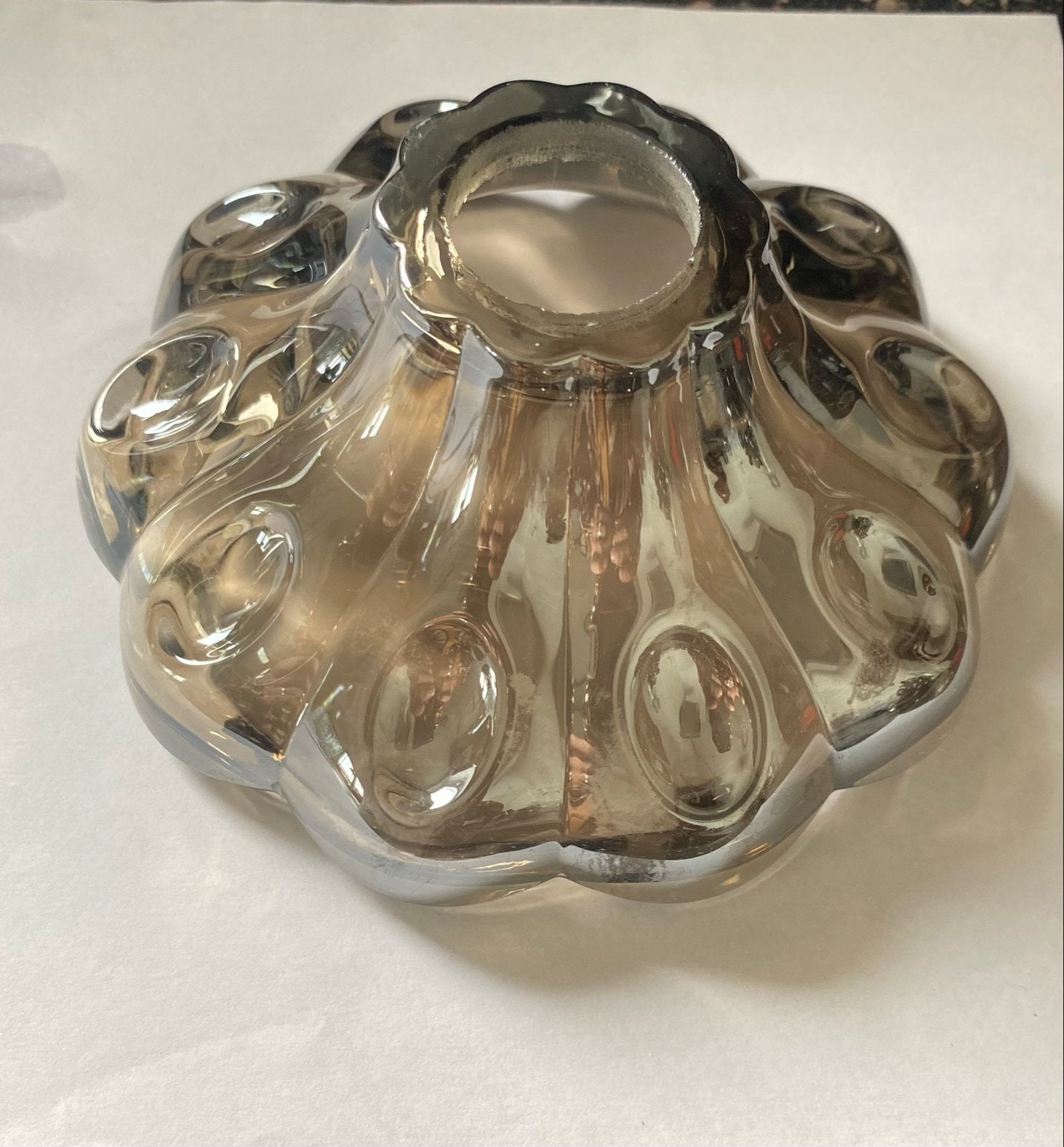 Kroonluchter schaaltje - Zwartachtig zilver, 14 cm, Ophalen of Verzenden, Glas