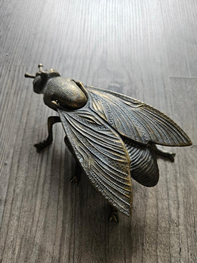 Decoratieve Bronzen Vlieg / Cicade / asbak, Antiek en Kunst, Ophalen of Verzenden, Brons