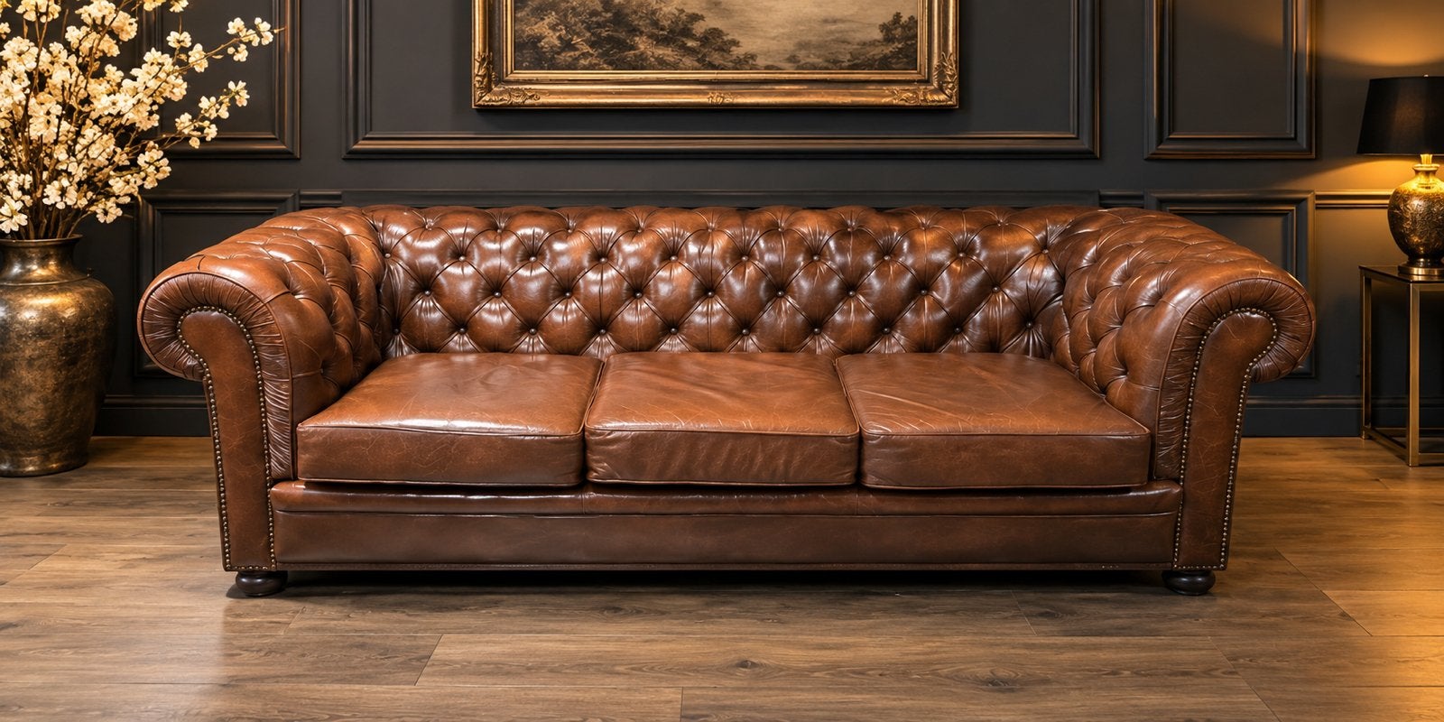 Exclusieve Orginele Chesterfield Lederen 3 Zits !!!!, Ophalen of Verzenden, Zo goed als nieuw, 75 tot 100 cm