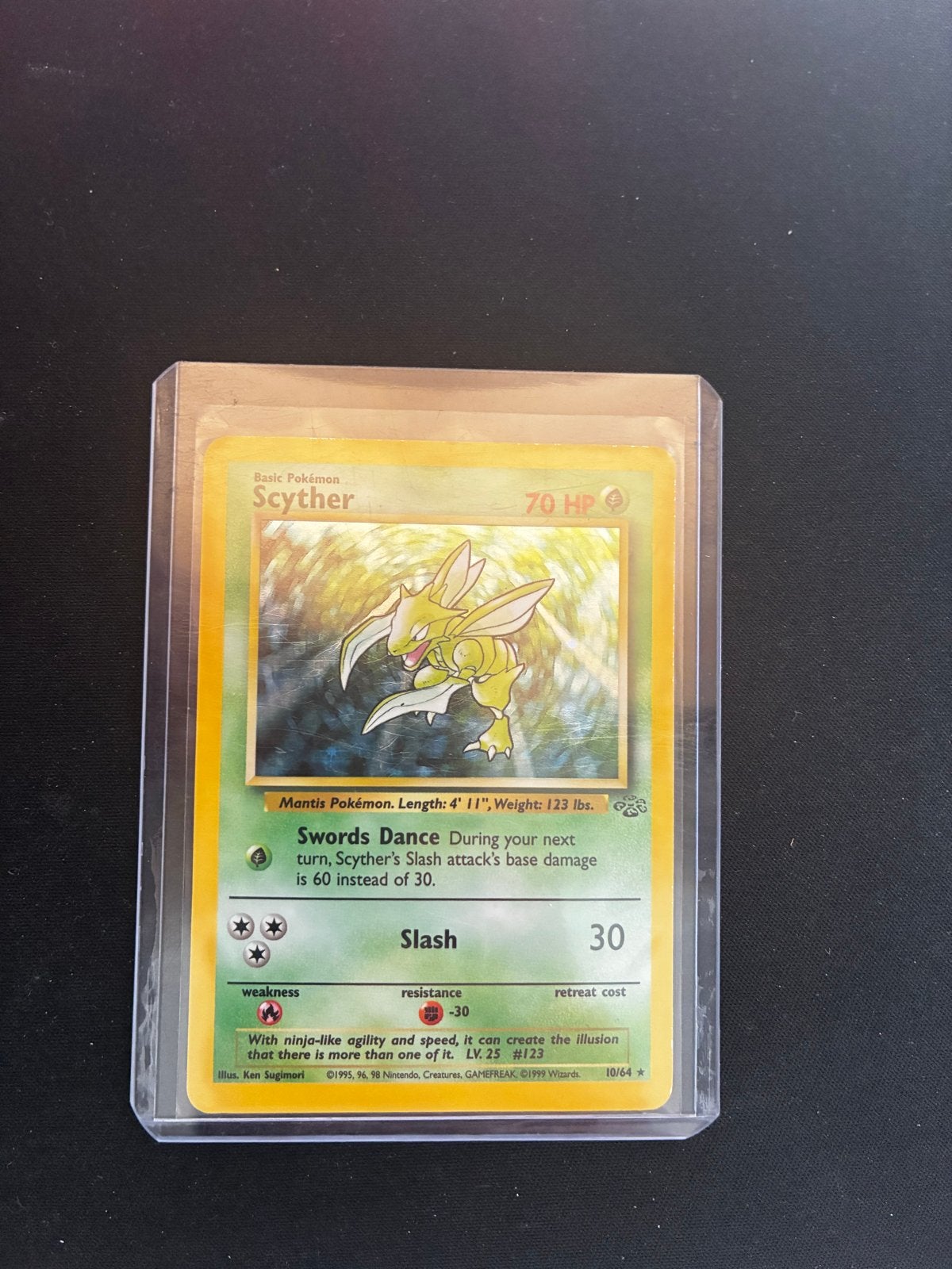 Pokémon Scyther 70 HP - Base Set 10/64, Ophalen of Verzenden, Gebruikt, Losse kaart