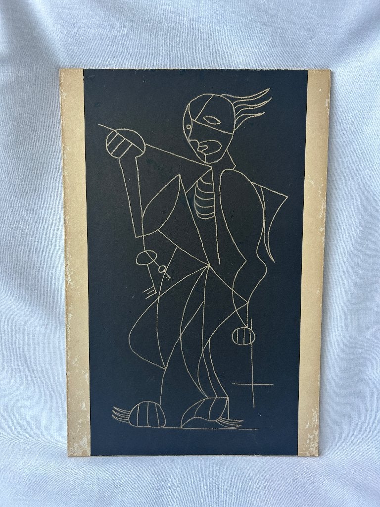 Vintage litho / druk / hardboard modern mid-century, Ophalen of Verzenden, Abstract