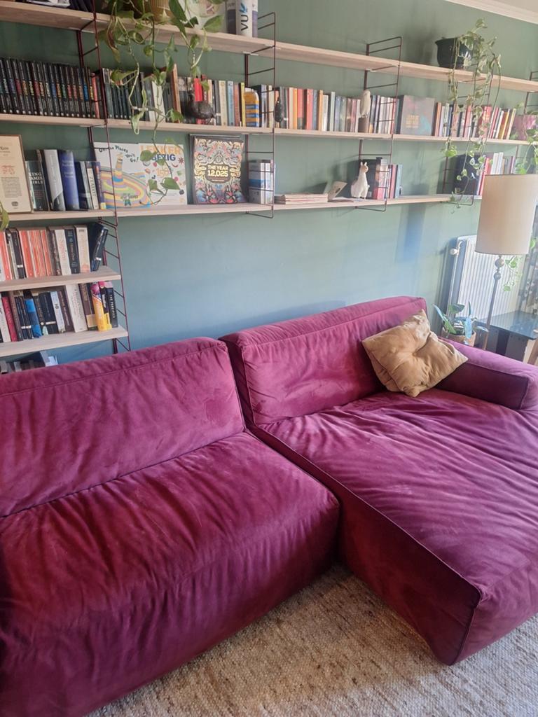 Fest Clay Hoekbank Longchair Rechts - Bordeaux Rood, Huis en Inrichting, Ophalen, 250 tot 300 cm, Hoekbank, Zo goed als nieuw