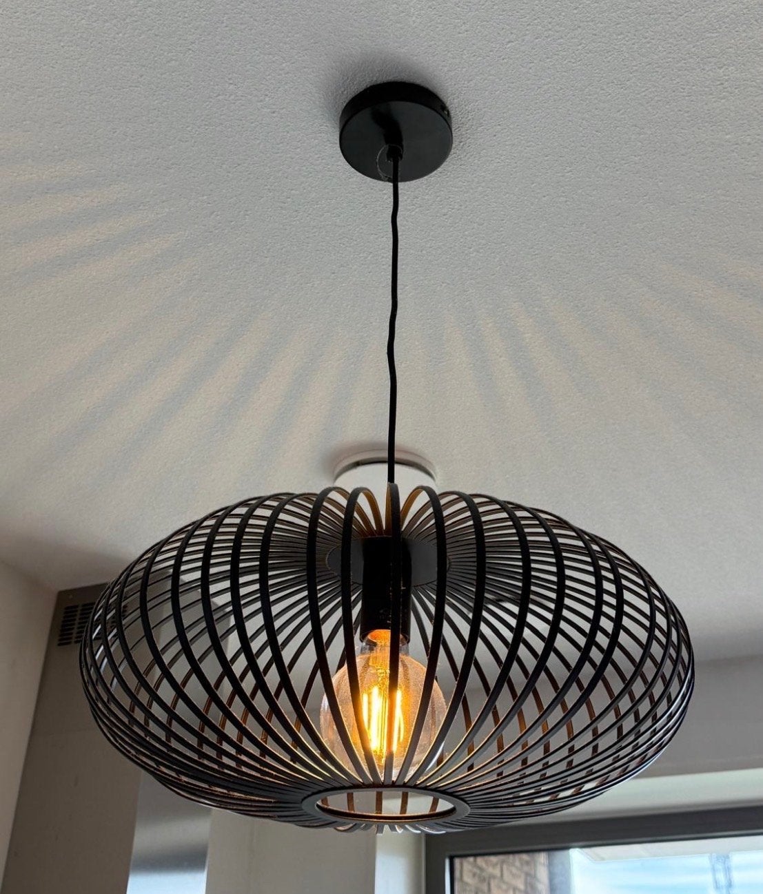KARWEI Nora Hanglamp Zwart - Ø 45 cm, Ophalen, Zo goed als nieuw, Metaal, E27 (groot)