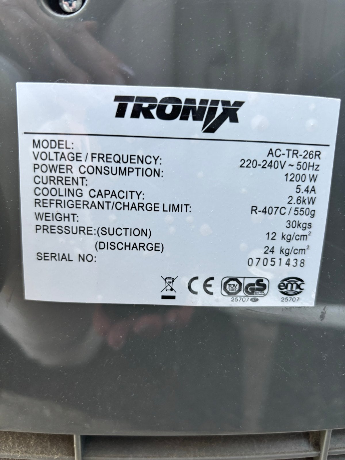 Tronix Mobiele Airco AC-TR-26R - Koelen en Ontvochtigen, Ophalen, Gebruikt, Timer, 3 snelheden of meer