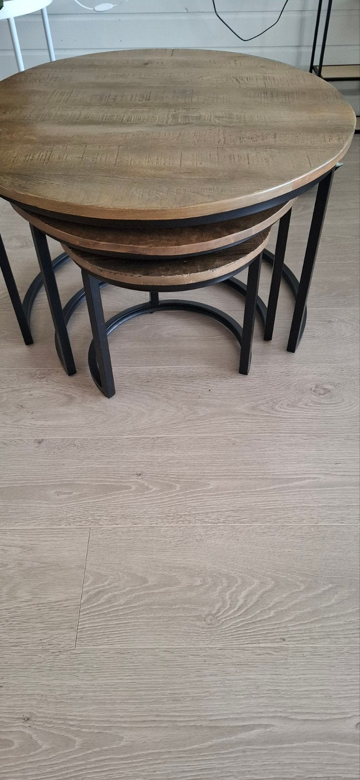 Mangohout  Salontafel set van 3, Ophalen, Gebruikt, 50 tot 100 cm, Rond