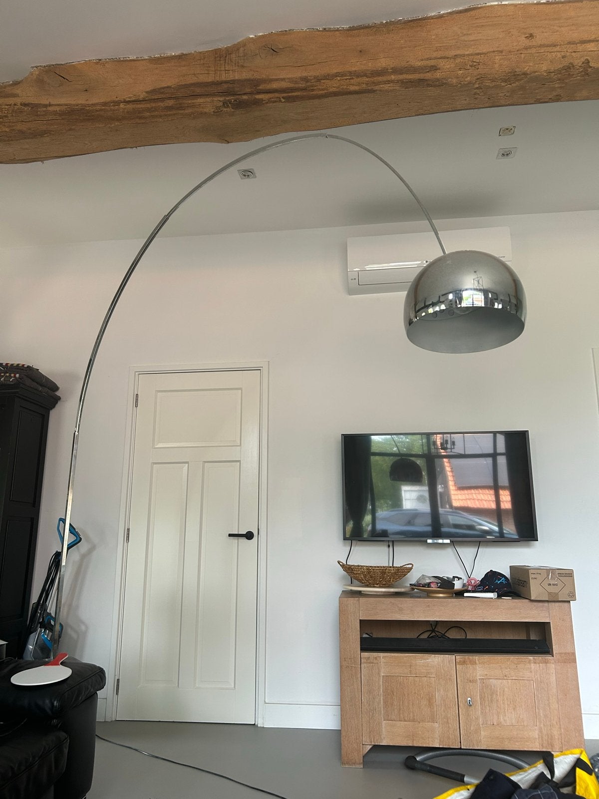 Grote Booglamp met Marmeren Voet - Chroom Design, Ophalen, Zo goed als nieuw, Metaal, 200 cm of meer