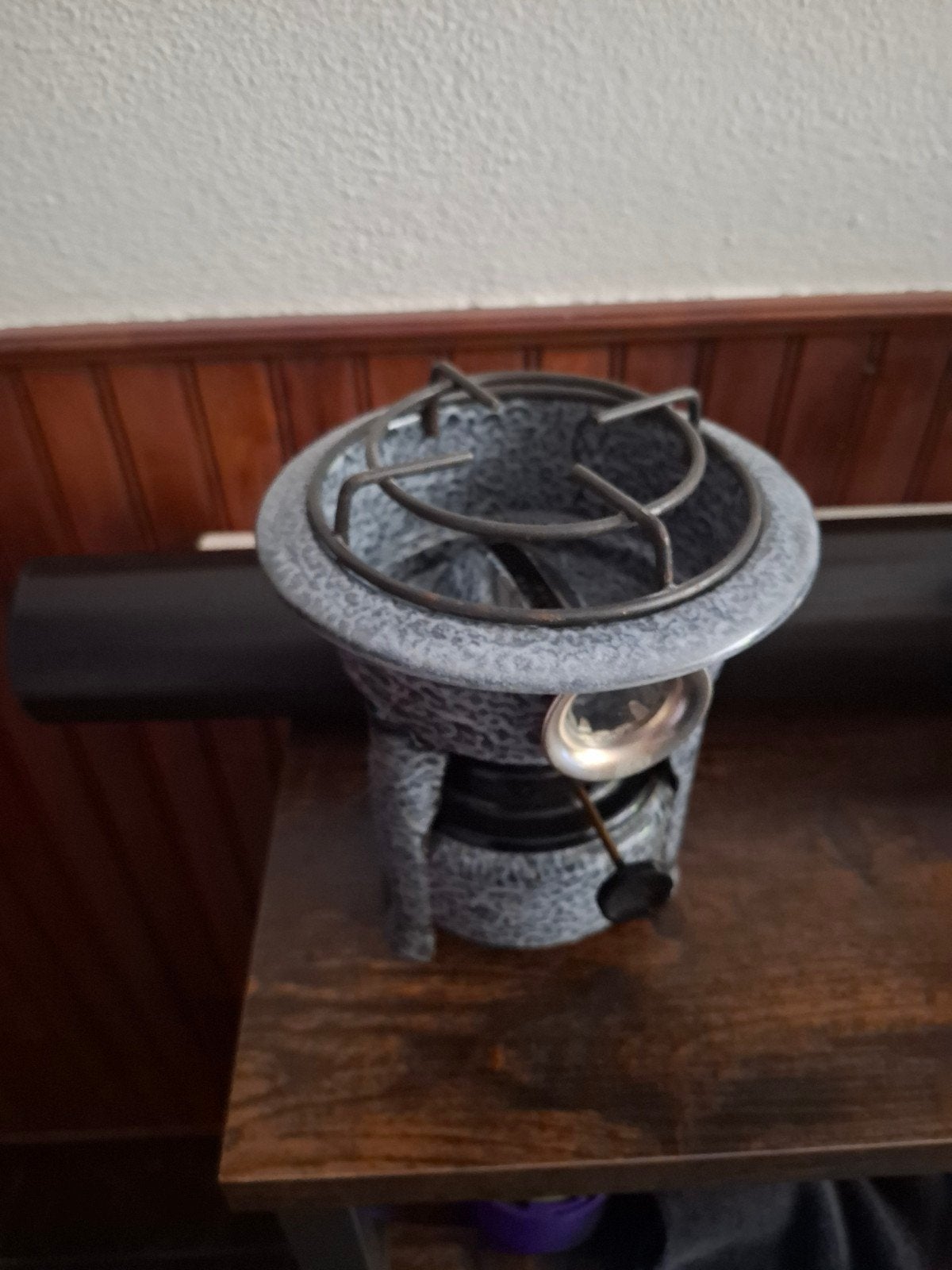 Vintage Fondue/Rechaud Set - Grijs Gespikkeld, Ophalen