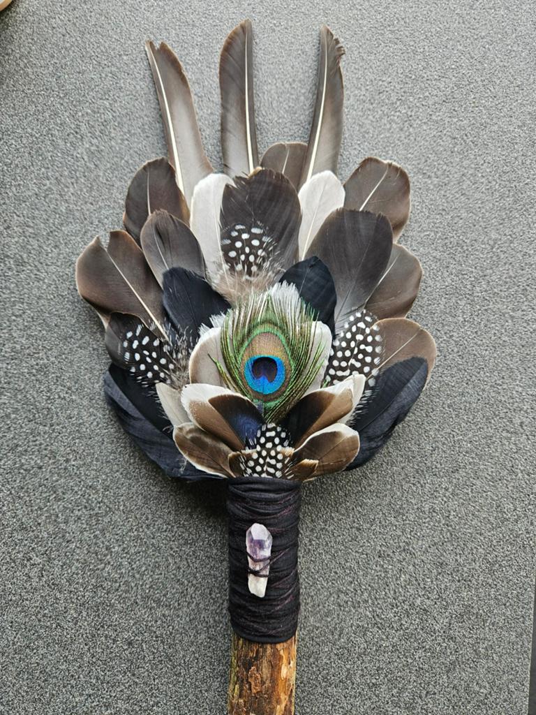 Smudge feathers amethist veren waaier reiki sjamaan, Ophalen of Verzenden