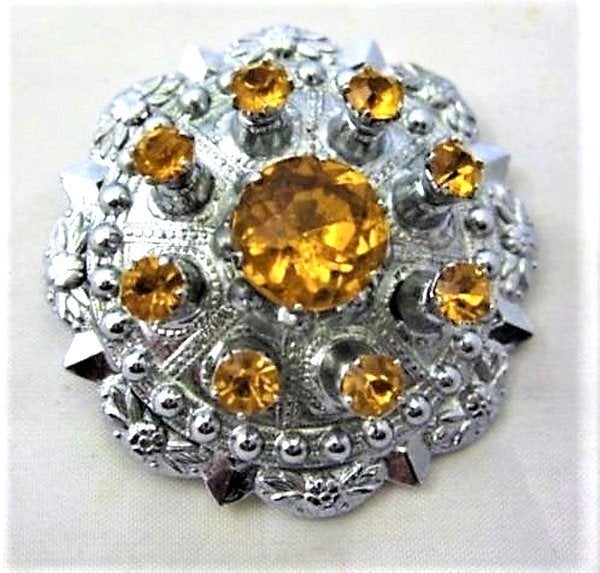 MIZPAH. Prachtige vintage Schotse Schildbroche  Cognac (4969, Ophalen, Zo goed als nieuw, Zilver, Overige materialen