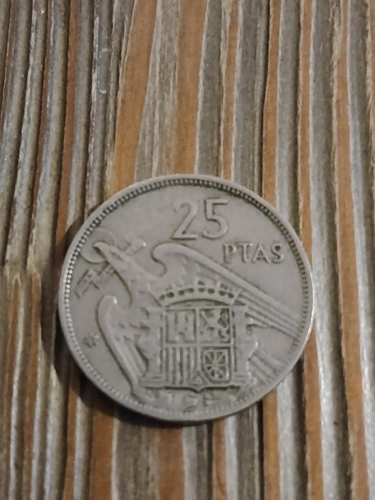 Zilveren 25 Peseta's munt Spanje 1957, Postzegels en Munten, Munten | Europa | Niet-Euromunten, Ophalen of Verzenden, Overige landen