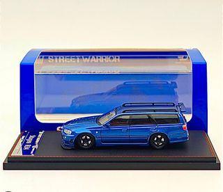 Nissan Skyline Stagea R34 van Street Warrior 1/64 blue, Ophalen of Verzenden, Nieuw, Auto
