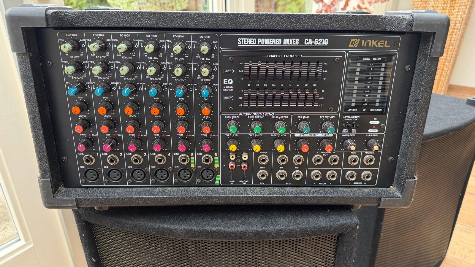 Inkel CA-6210 Stereo Powered Mixer met kabels, Ophalen, Gebruikt, 10 tot 20 kanalen, Microfooningang