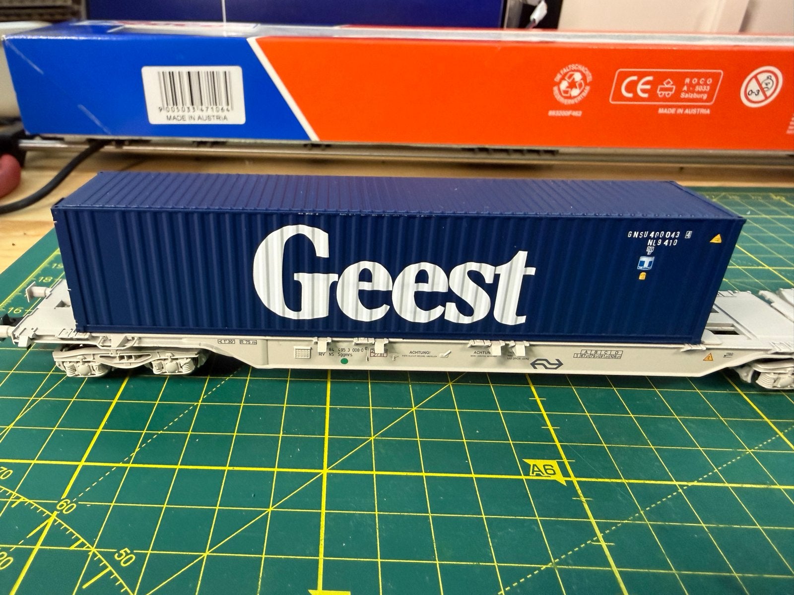 Roco 47106 NS Containerwagon met Geest containers, Hobby en Vrije tijd, Modeltreinen | H0, Gelijkstroom of Wisselstroom, Wagon