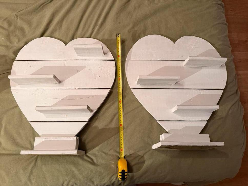 2 Handgemaakte Houten Harten - Decoratie, Ophalen of Verzenden, Zo goed als nieuw