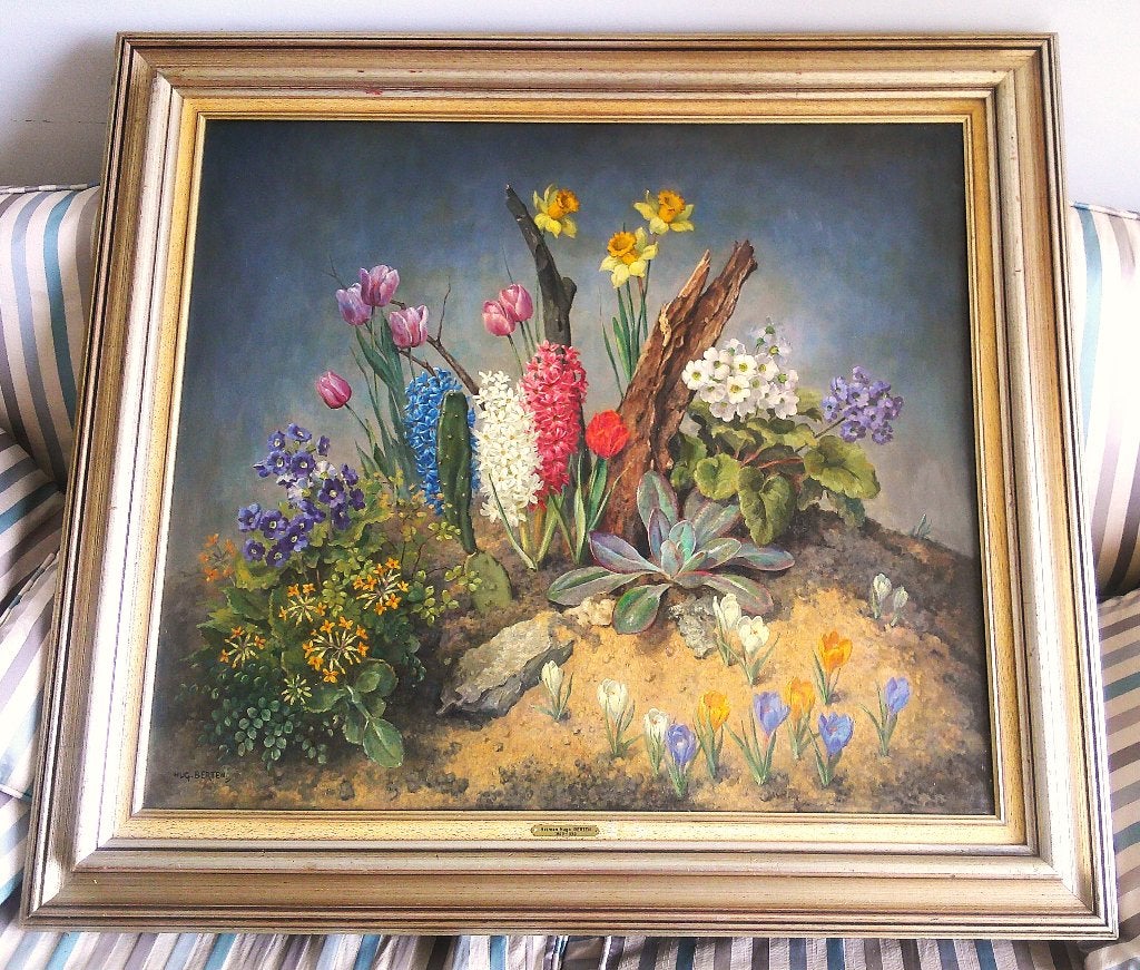 Compositie voorjaarsbloemen ca.1950 - Hugo Berten (1894-1959, Antiek en Kunst, Kunst | Schilderijen | Klassiek, Ophalen
