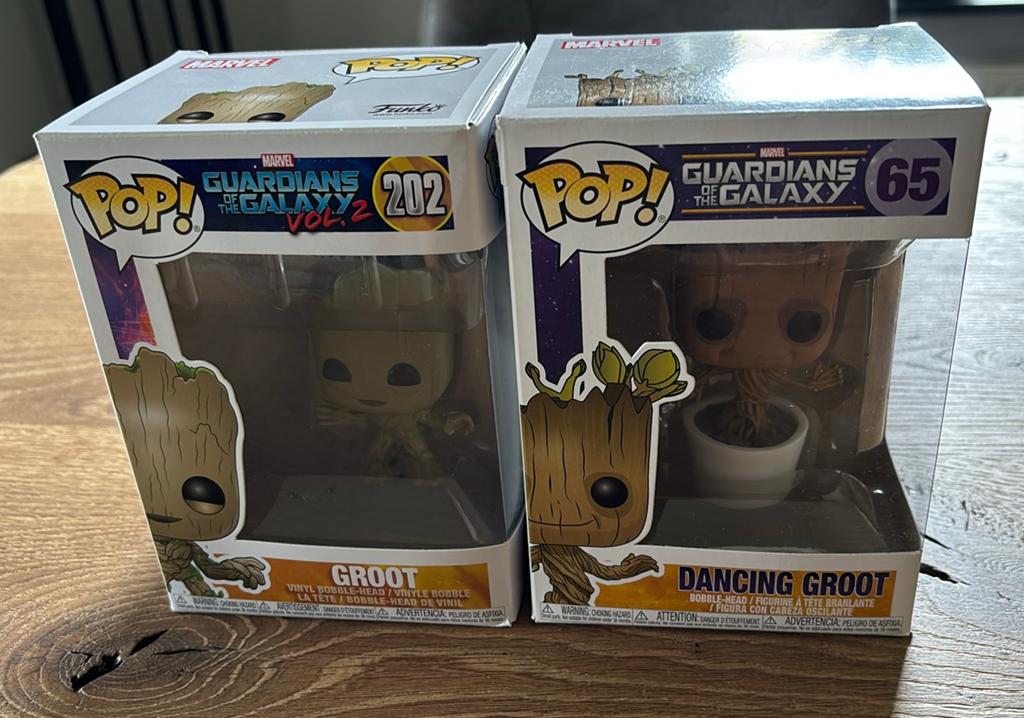 Funko pops groot en dancing groot, guardians of the galaxy, Ophalen of Verzenden, Beeldje of Figuurtje
