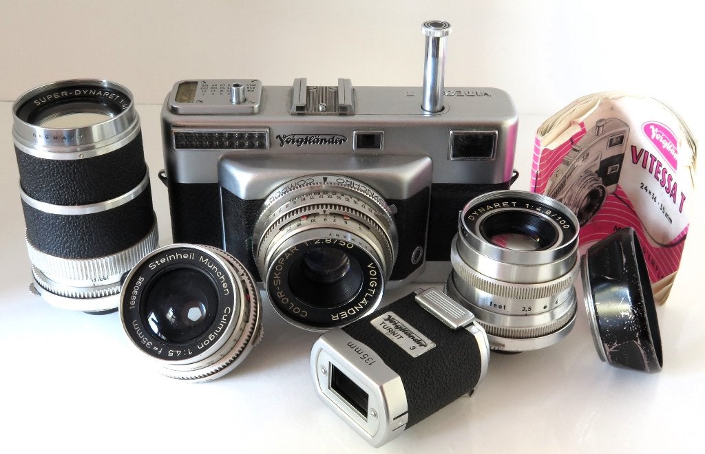 Voigtlander Vitessa T complete uitrusting met alle 4 lenzen!, Ophalen of Verzenden, Gebruikt, Compact, Overige Merken