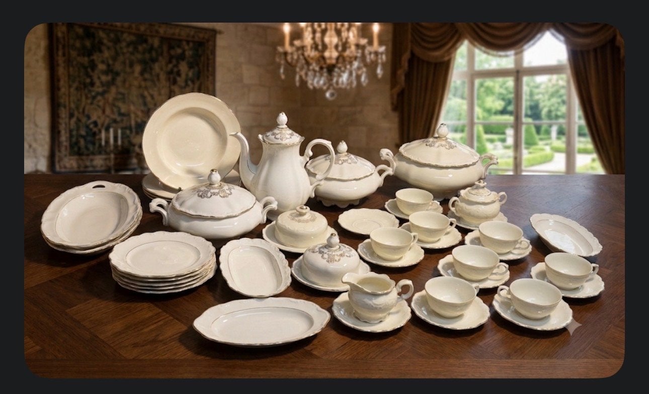 42-delig Shabby Chic/Romantisch Bloemen Servies, Ophalen of Verzenden