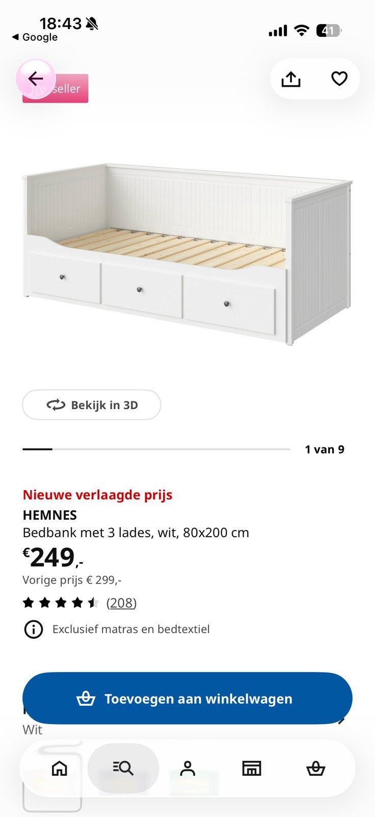 Foto 3 van HEMNES bedbank 80x200 cm