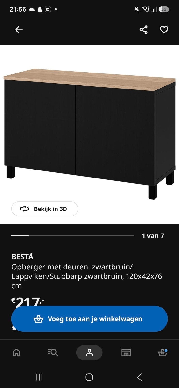 IKEA BESTÅ Opberger met deuren, zwartbruin/Lappviken, Ophalen, Gebruikt, 100 tot 150 cm, Modern