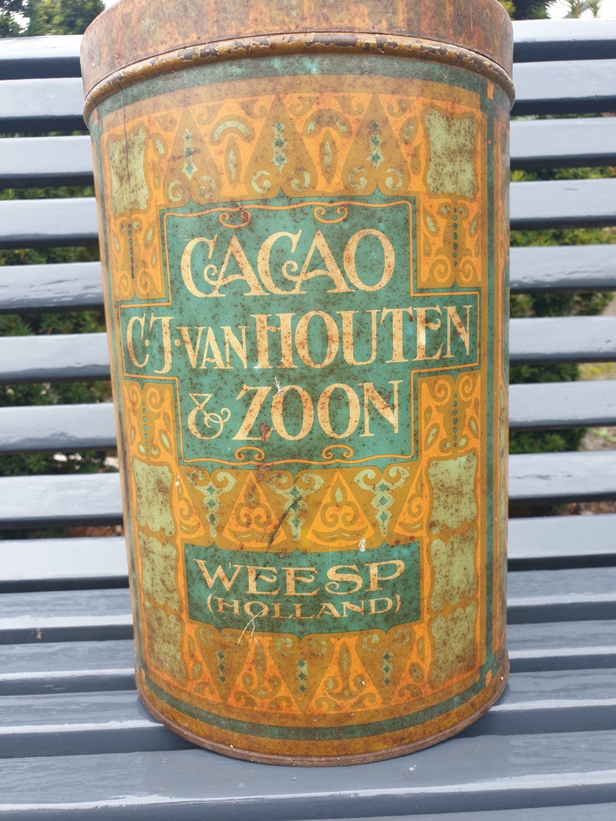 Cacaoblik van van Houten & zoon, Ophalen of Verzenden, Gebruikt, Overige, Overige merken