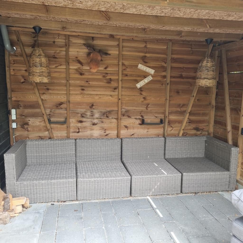 Tuinset - 4-delig, 3.20m breed, Tuin en Terras, Tuinsets en Loungesets, Zo goed als nieuw, Loungeset, Wicker, 4 zitplaatsen, Bank