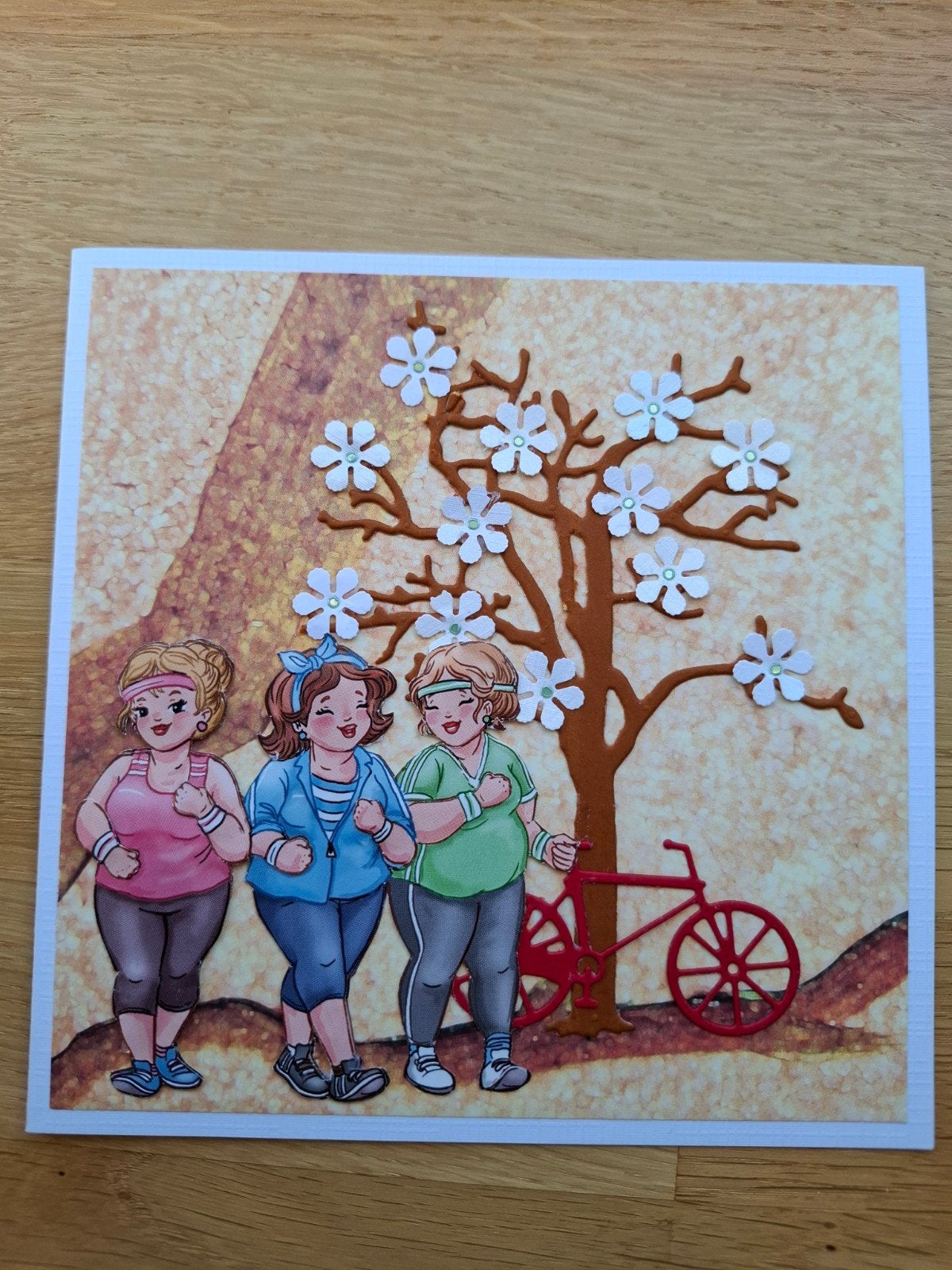 Zelfgemaakte kaart met 3 dames, Hobby en Vrije tijd, Ophalen of Verzenden, Nieuw