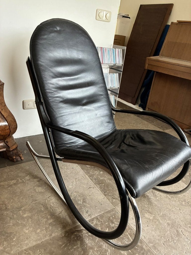 Vintage Design Strässle Paul Tuttle Nonna schommelstoel, Gebruikt, Zwart, Vintage - jaren 70, Eén