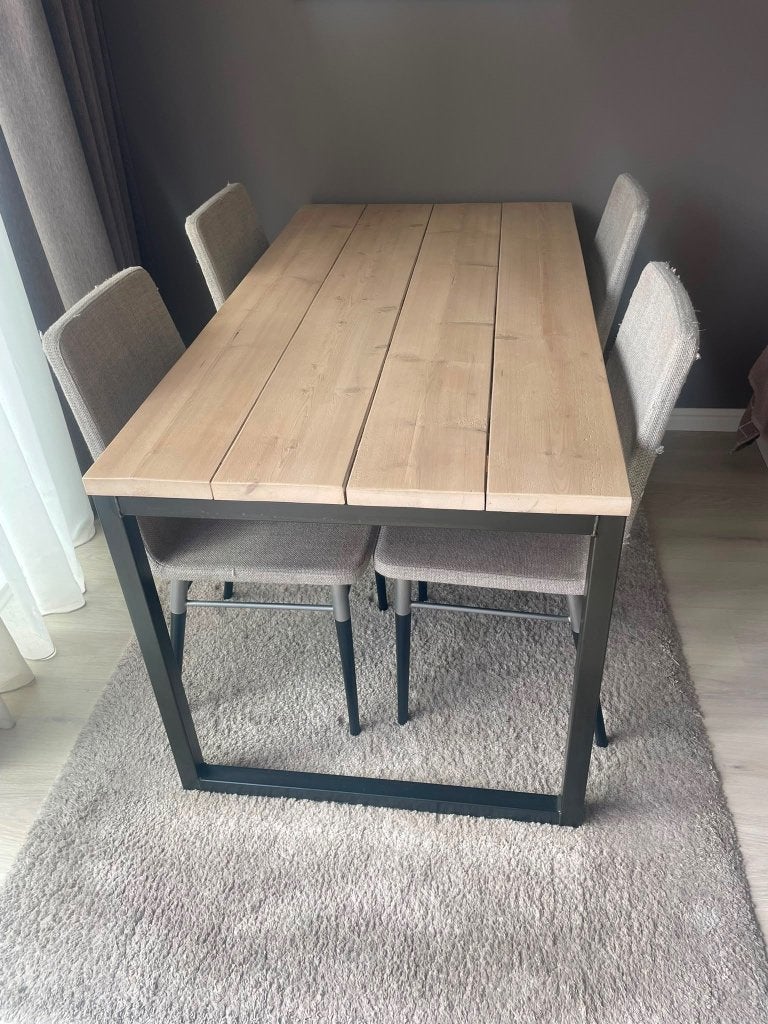 Eettafel industrieel, Huis en Inrichting, Tafels | Eettafels, Ophalen, Gebruikt, 100 tot 150 cm, 50 tot 100 cm
