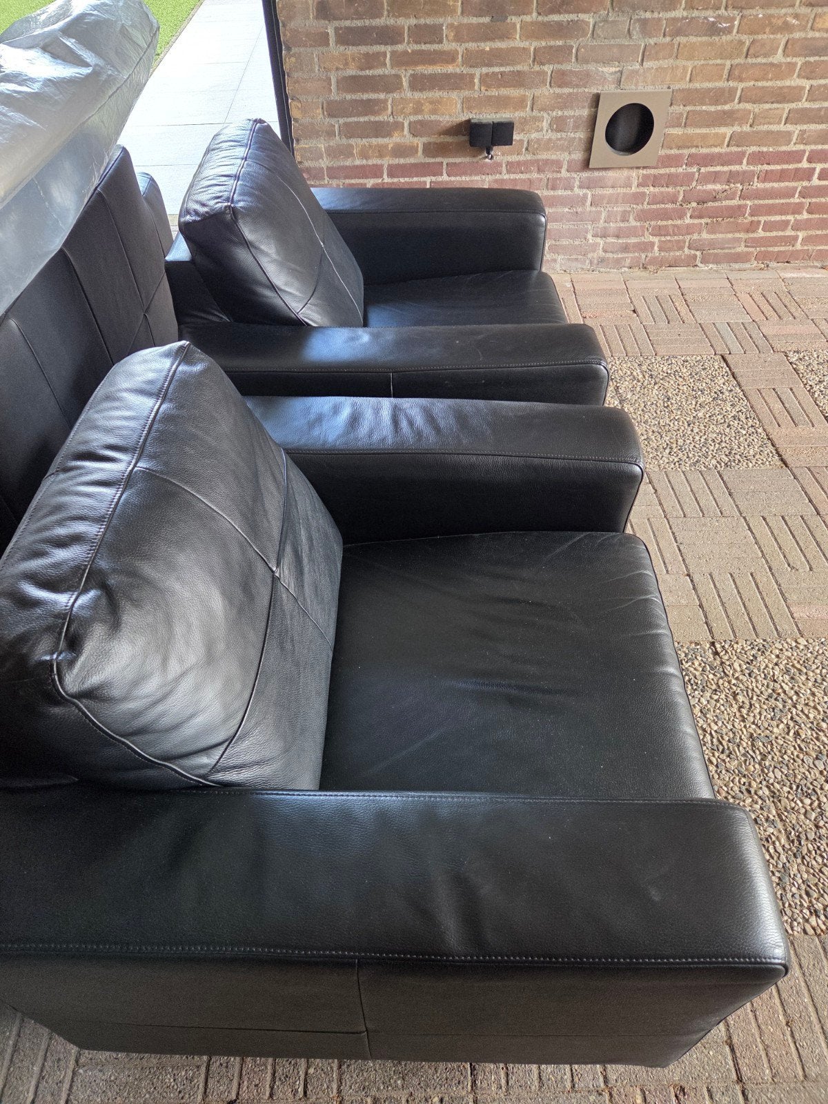 Fauteuils, zwart 90cmx90cmx90cm, Ophalen, Gebruikt, 75 tot 100 cm, Leer