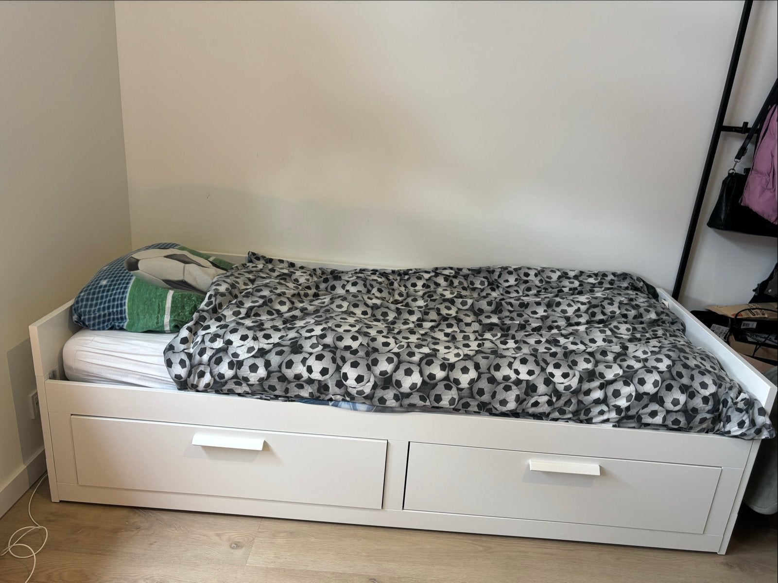 Wit tweepersoonsbed met opberglades ikea, Ophalen, Gebruikt, 90 cm, Eenpersoons