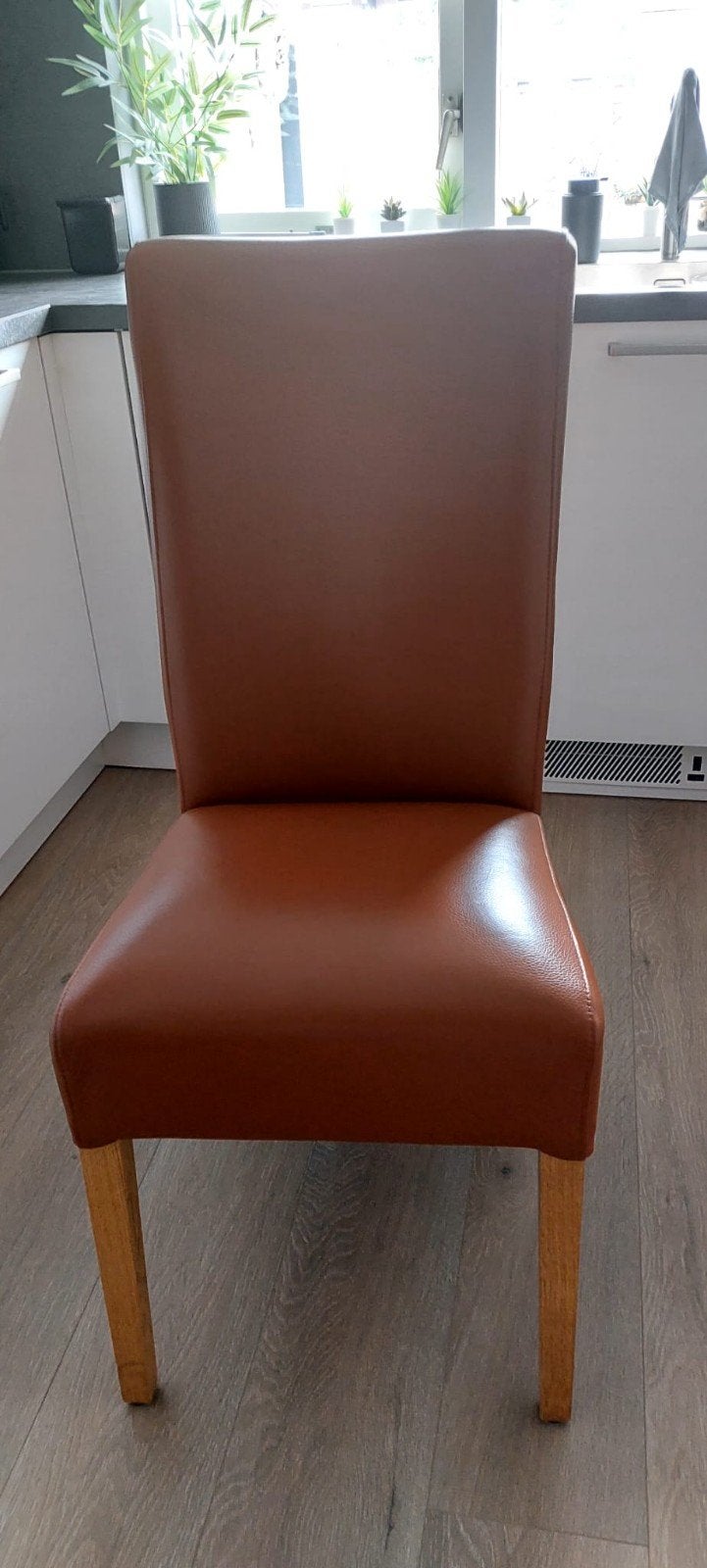 4 zgan lederen eetkamerstoelen met binnenvering cognac kleur, Ophalen, Overige kleuren, Leer, Zo goed als nieuw