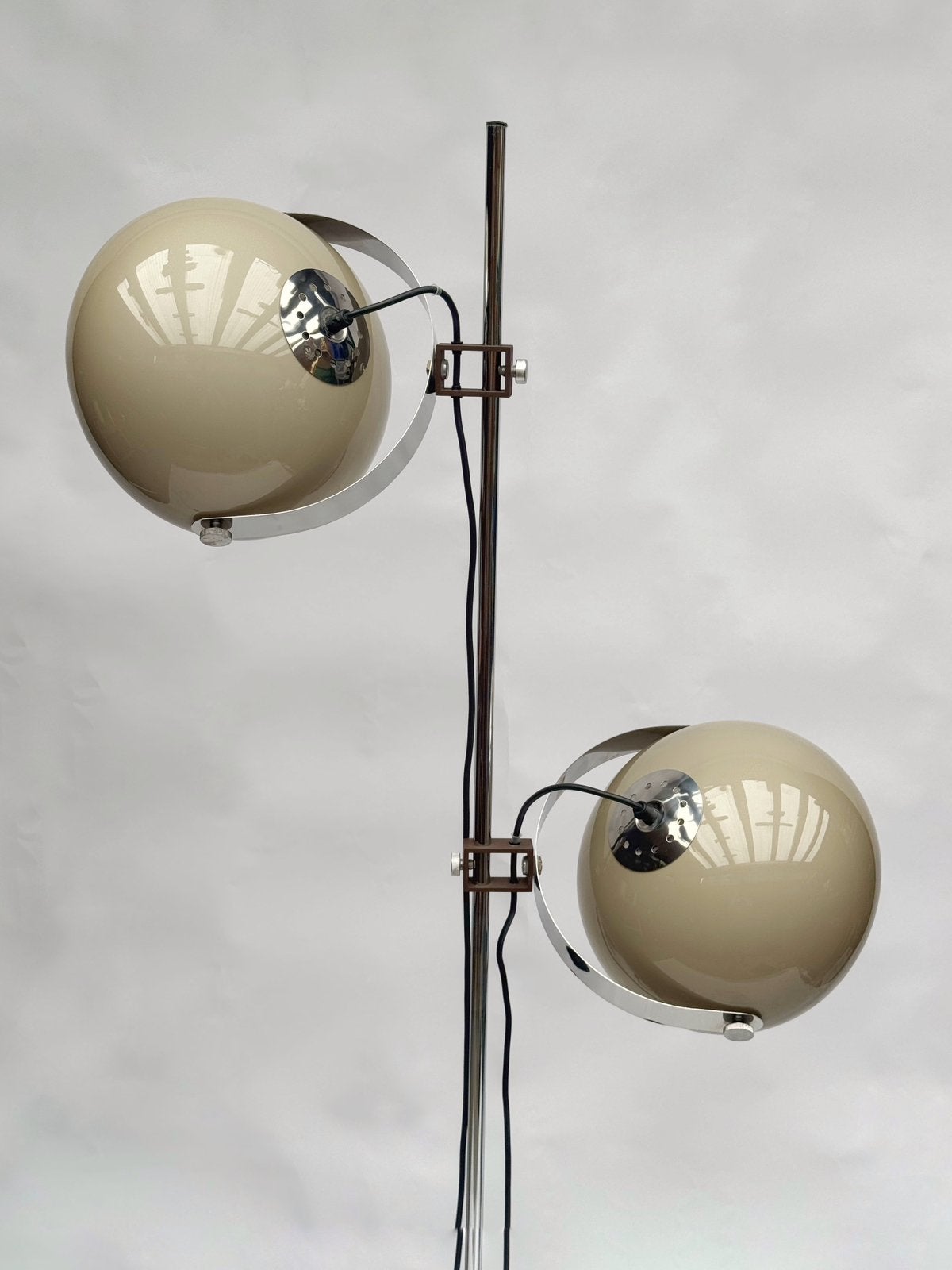Vintage Dijkstra Lampen Dubbele Mushroom Vloerlamp 1970s, Huis en Inrichting, Space Age Mid Century, Zo goed als nieuw, Metaal