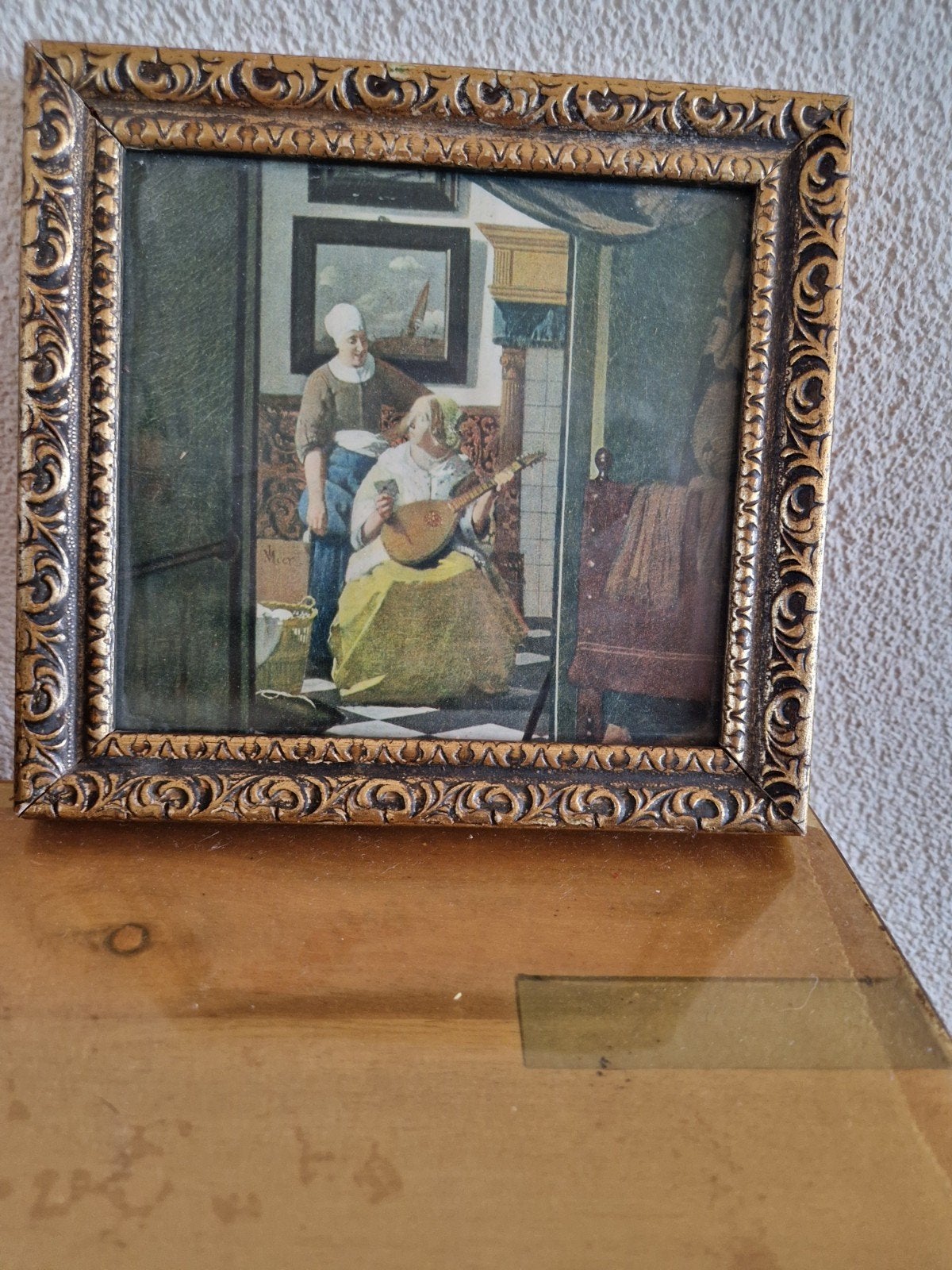 Klassiek schilderij: Dame met luit en dienstmeisje, Antiek en Kunst, Kunst | Schilderijen | Klassiek, Portret of Personen, Klassiek