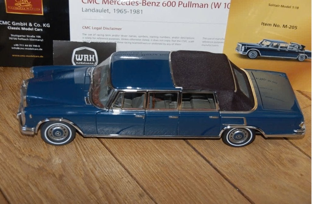 1:18 Mercedes 600 Landaulette blue CMC M-205 USED! inbox WRH, Hobby en Vrije tijd, Modelauto's | 1:18, Verzenden, Gebruikt, Auto