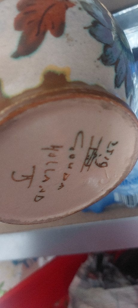 Antieke plateel vaas Unique Gouda Koninklijke 16 cm, Ophalen of Verzenden, Overige kleuren