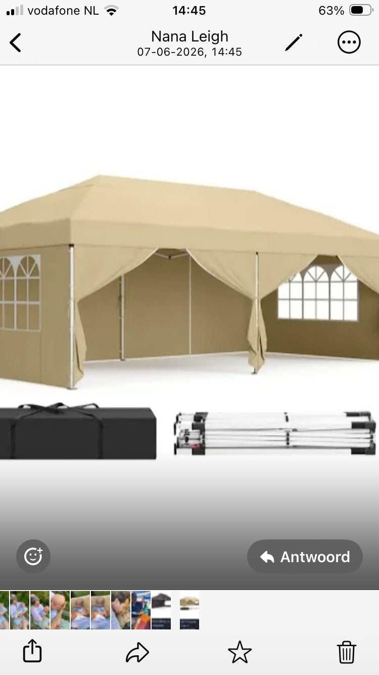 Partytent 6x3meter, zwart met zijramen, Tuin en Terras, Partytenten, Gebruikt, Opvouwbaar, Minder dan 4 meter, Ophalen of Verzenden