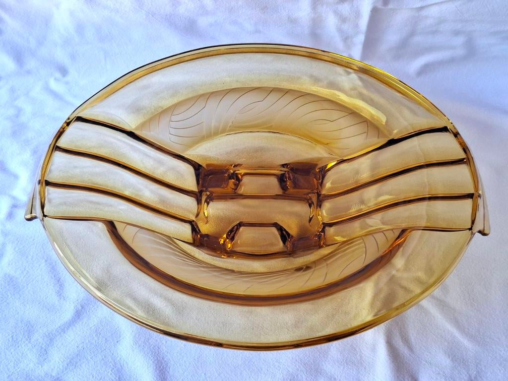 ART DECO AMBERKLEURIGE SCHAAL van WALTHER en SOHNE, jaren 30, Ophalen of Verzenden
