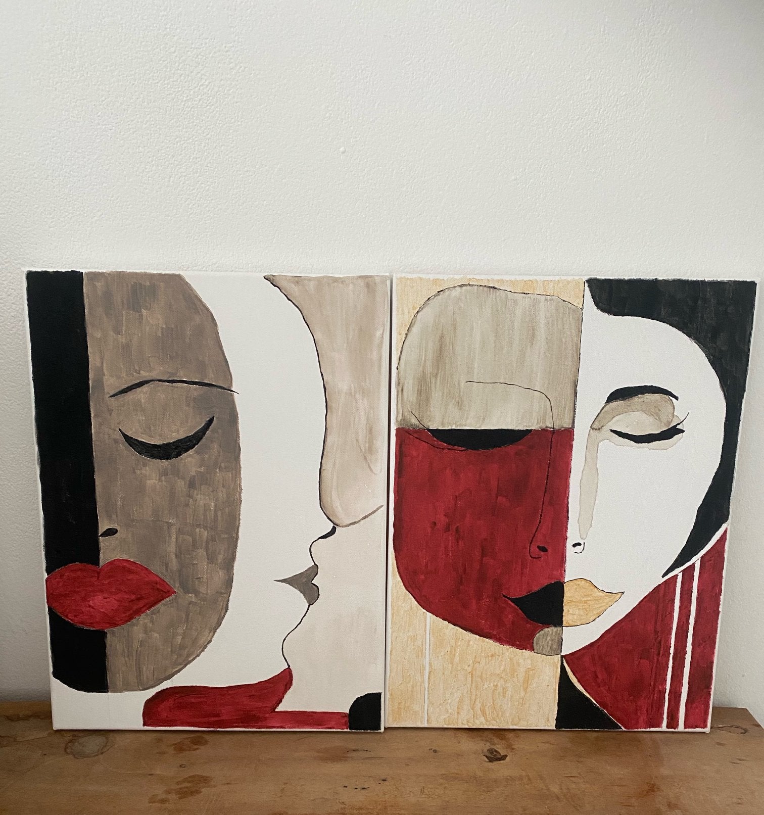 Abstract tweeluik  THE THREE FACES, Ophalen of Verzenden