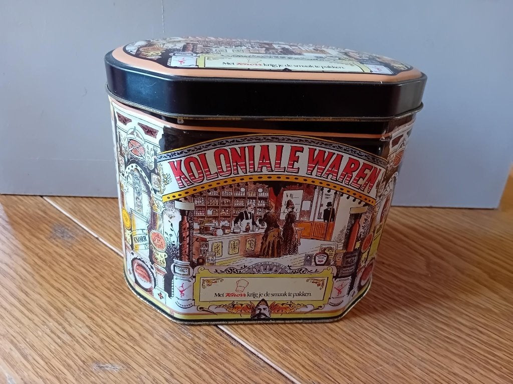 Knorr vintage voorraadblik Koloniale Waren 17x12x14cm, Ophalen of Verzenden, Gebruikt, Koek(jes)