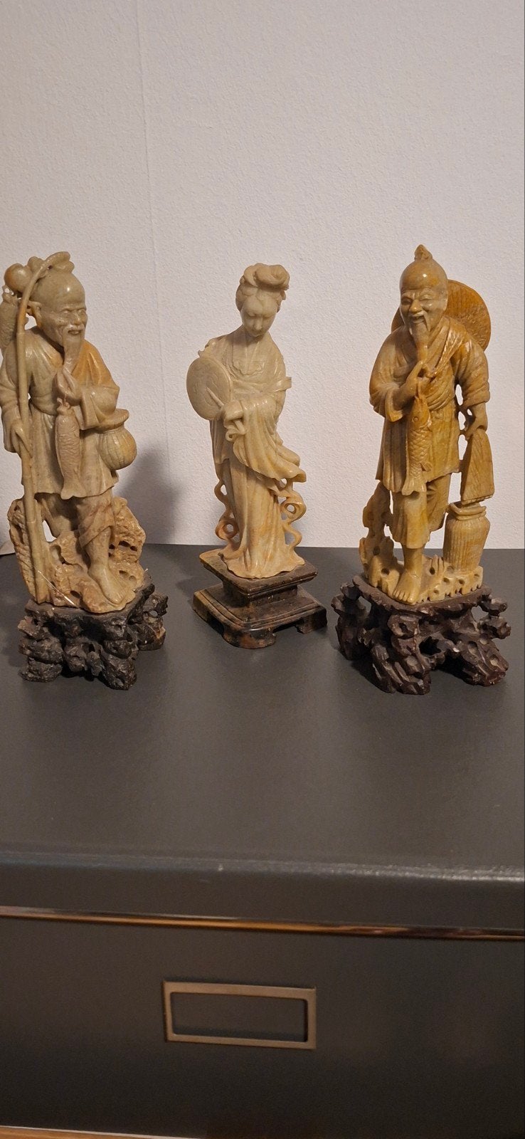3 chinese Speksteen beeldjes, Ophalen, Gebruikt